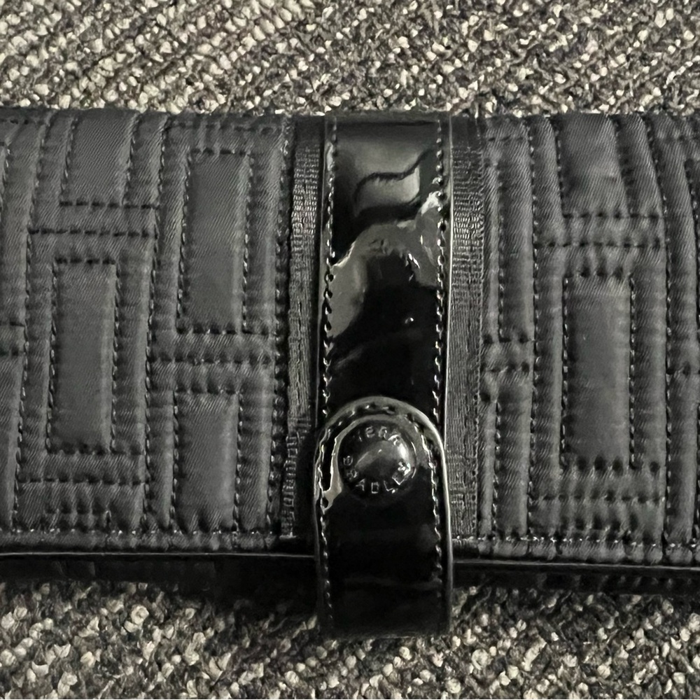 Black Quilted Clutch with Patent Trim